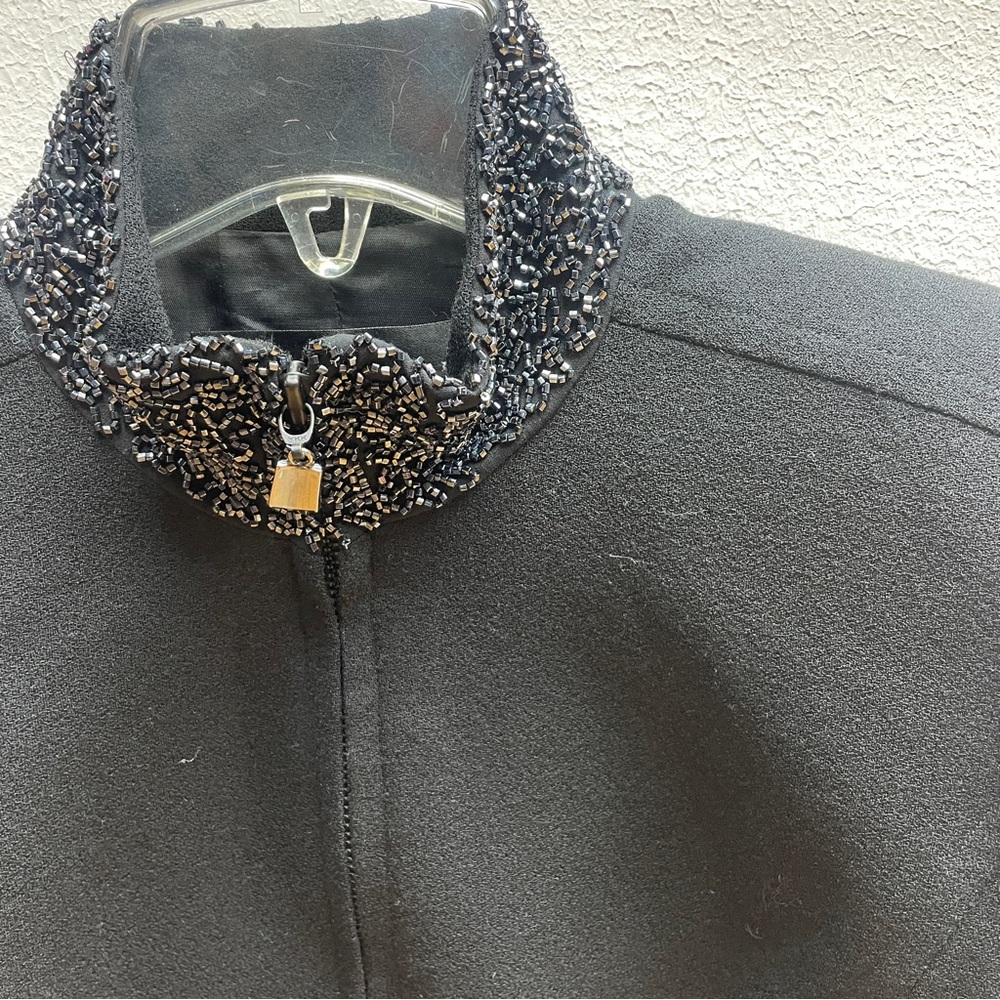 NWT Linda Allard Ellen Tracy Black Beaded Collar Zip Jacket Sz 4 - Picture 6 of 6